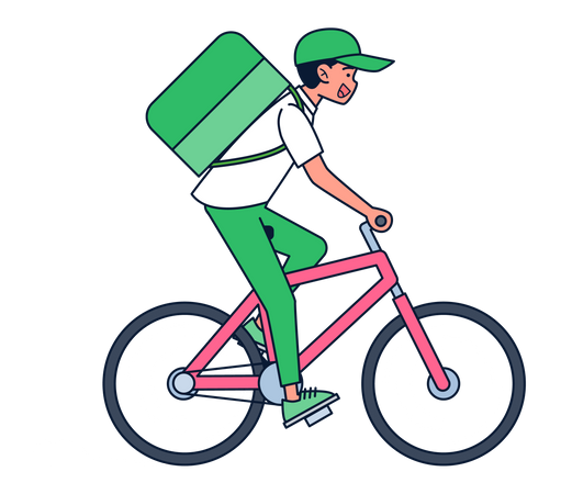 Boy doing delivery on bicycle Illustration