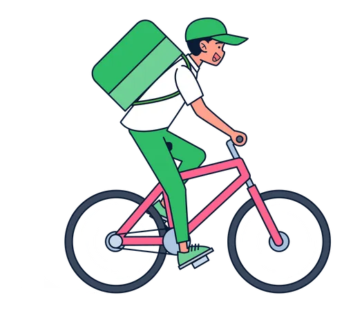 Boy doing delivery on bicycle Illustration