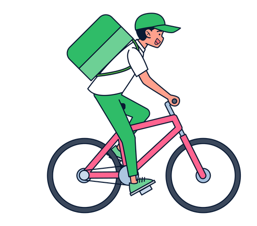 Boy doing delivery on bicycle  Illustration