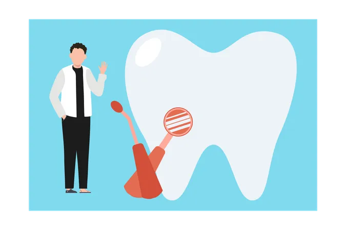 Boy doing dental checkup  Illustration