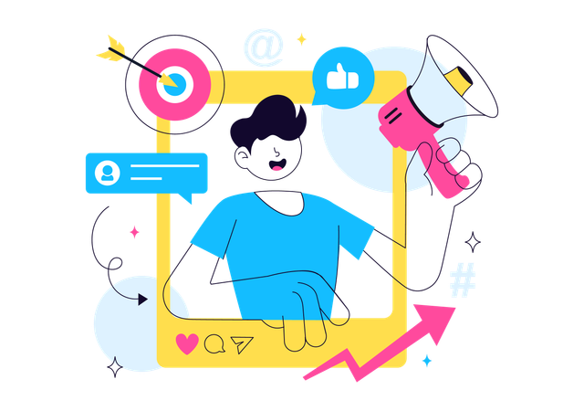 Boy doing digital marketing  Illustration