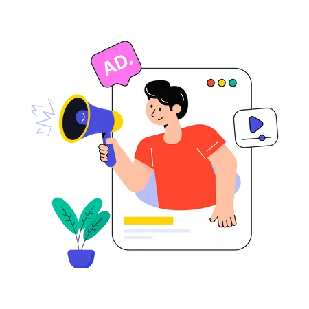 Boy doing Digital Marketing  Illustration