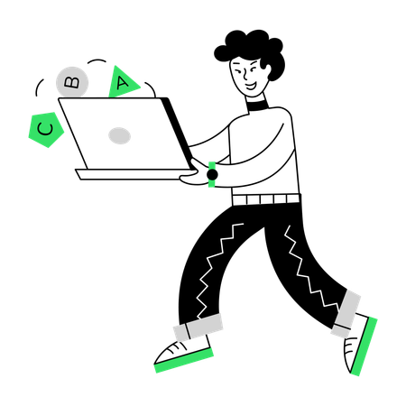 Boy doing Distance Learning  Illustration