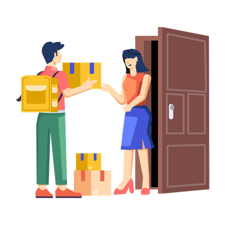 Boy doing doorstep delivery  Illustration