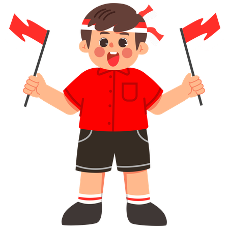 Boy doing Double Flag Cheer  Illustration