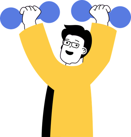 Boy doing dumbbell exercise  Illustration