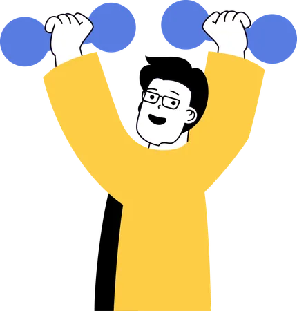 Boy doing dumbbell exercise  Illustration