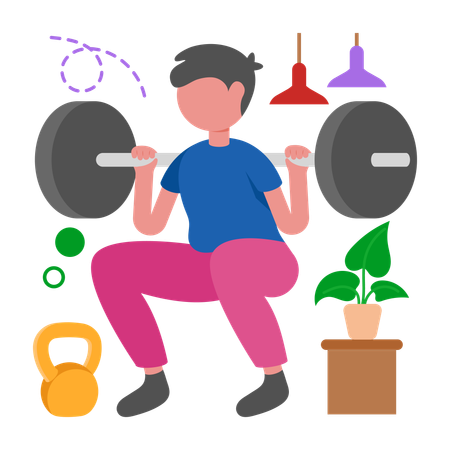 Boy doing Dumbbell Squats  Illustration