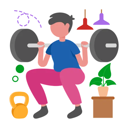 Boy doing Dumbbell Squats  Illustration