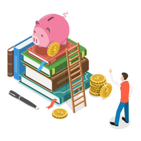 Boy doing educational financing  Illustration