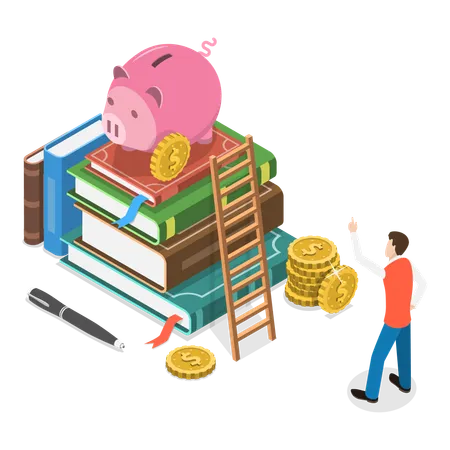 Boy doing educational financing  Illustration