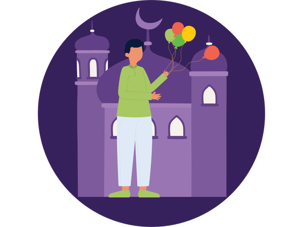 Boy doing Eid Celebration  Illustration