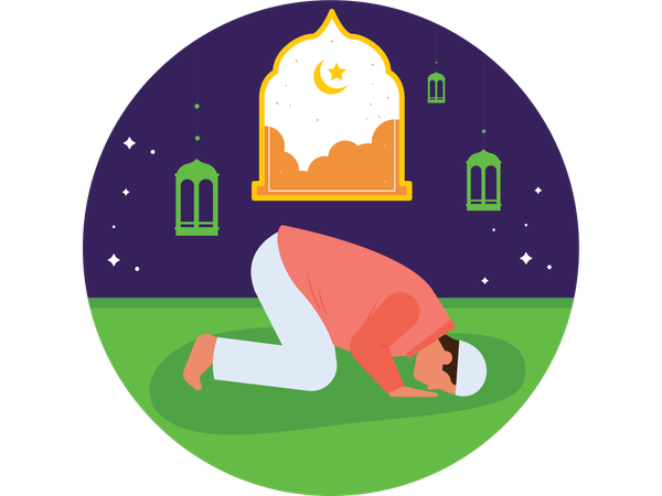Boy doing Eid Prayer  Illustration