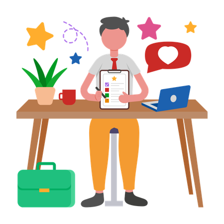 Boy doing Employee Survey  Illustration