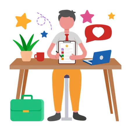 Boy doing Employee Survey  Illustration