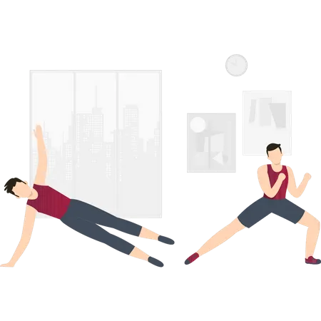 Boy doing exercise positions  Illustration