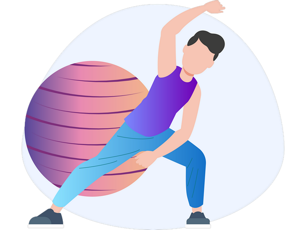 Boy doing exercise with ball  Illustration