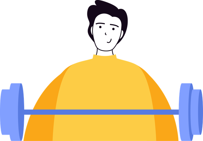 Boy doing exercise with barbell  Illustration
