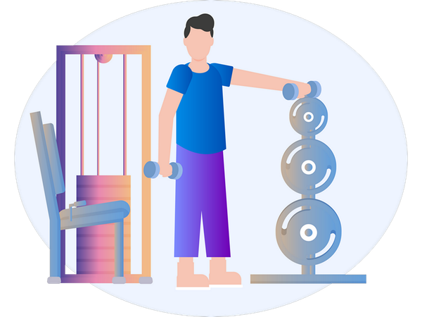 Boy doing exercise with dumbbell  Illustration