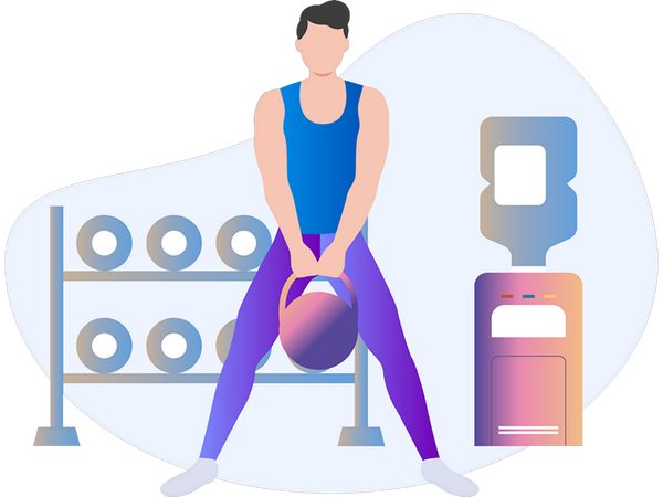 Boy doing exercise with dumbbell  Illustration