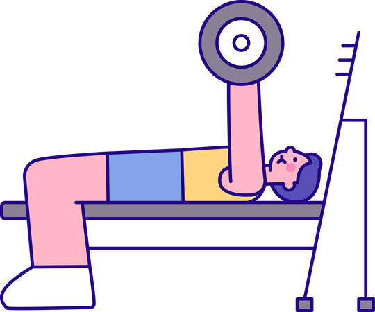 Boy doing exercise with dumbbells  Illustration