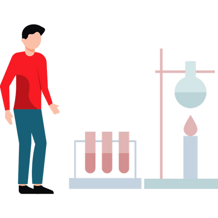 Boy doing experiments in laboratory  Illustration