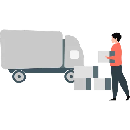 Boy doing express delivery services  Illustration