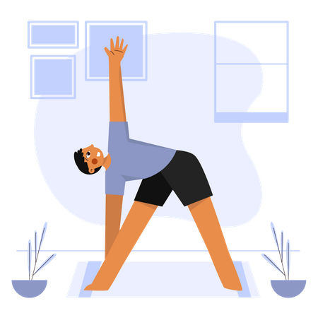 Boy doing extended triangle pose Illustration