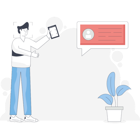 Boy doing face recognition  Illustration