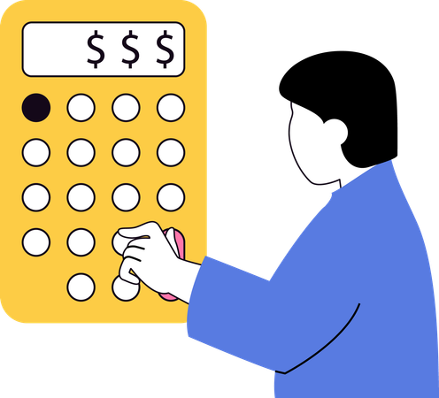 Boy doing financial calculation  Illustration