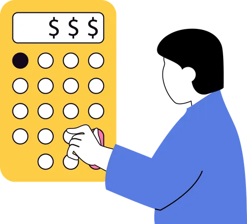 Boy doing financial calculation  Illustration