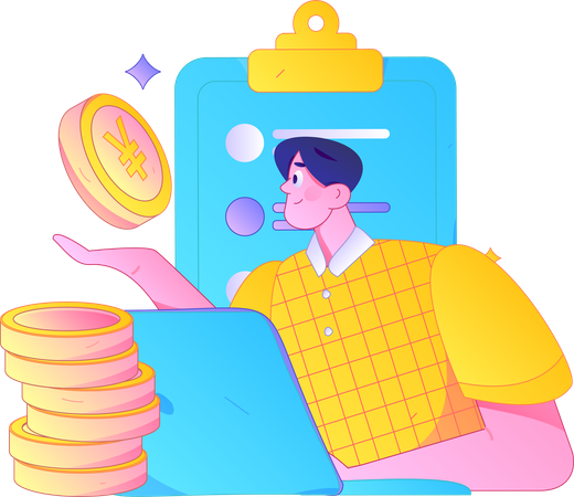 Boy doing financial management  Illustration