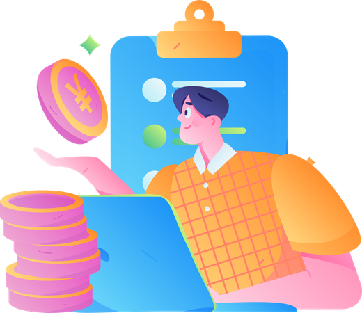 Boy doing financial management  Illustration