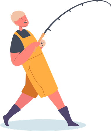 Boy doing fishing with rod  Illustration