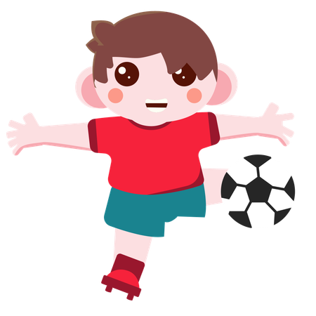 축구 포즈를 취하는 소년  일러스트레이션