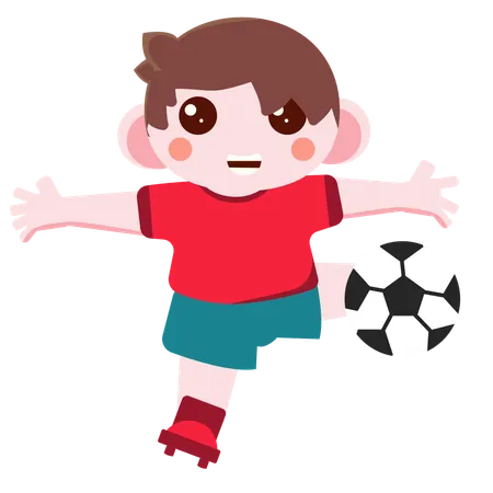 축구 포즈를 취하는 소년  일러스트레이션