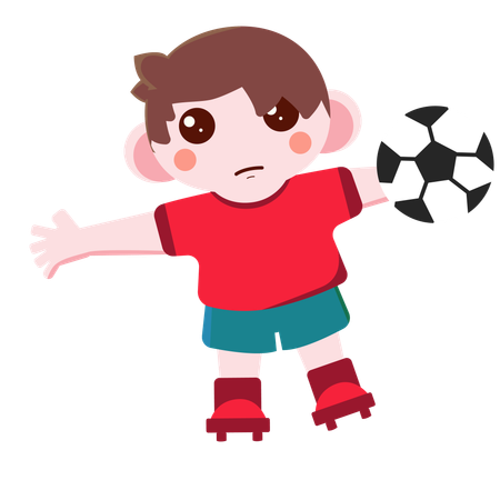 Boy doing football pose  Illustration