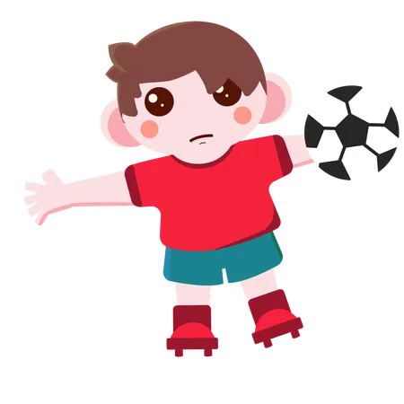 Boy doing football pose  Illustration