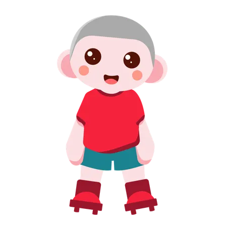 Boy doing football pose  Illustration