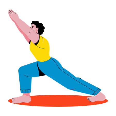 Boy doing forward lunge  Illustration