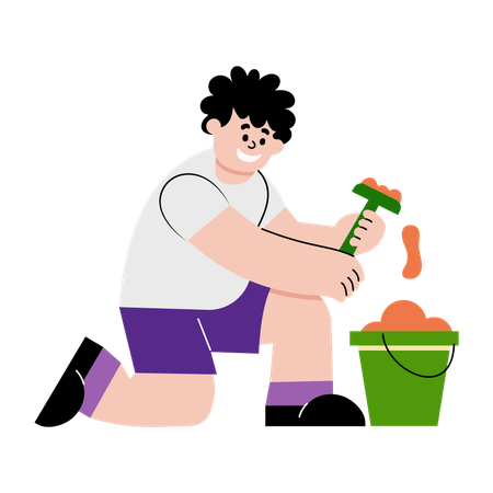 Boy doing gardening  Illustration