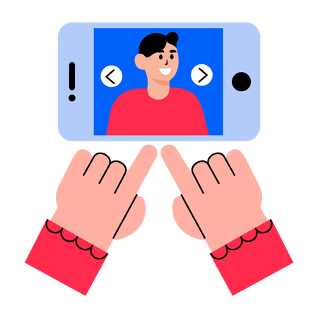 ジェスチャーコントロールをしている少年  イラスト