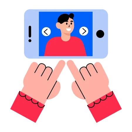 ジェスチャーコントロールをしている少年  イラスト
