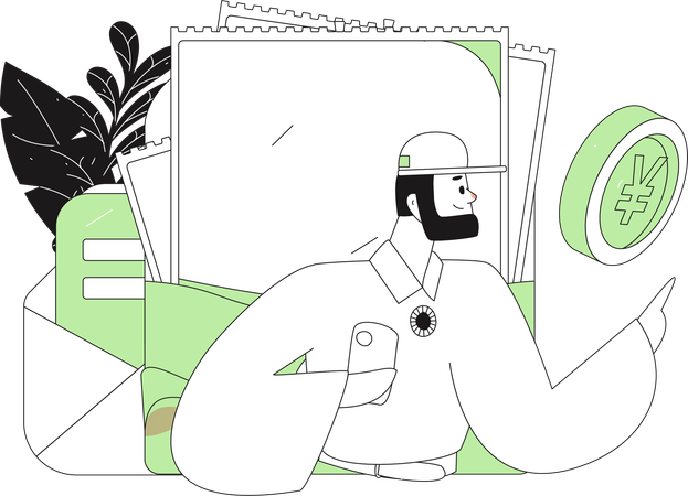 Boy doing gift payment  Illustration