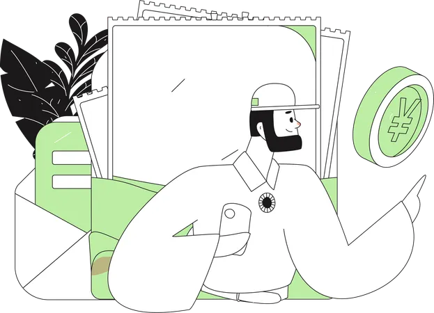 Boy doing gift payment  Illustration