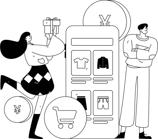 Boy doing gift shopping  Illustration