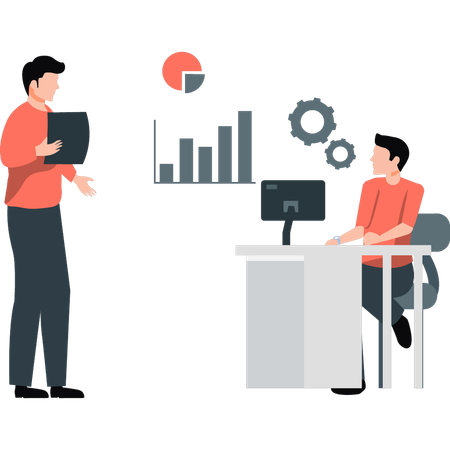 Boy doing graph setting  Illustration