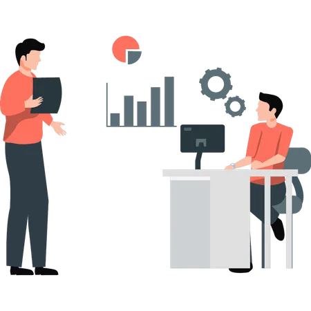 Boy doing graph setting  Illustration