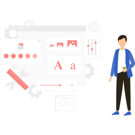 Boy doing graphic designing  Illustration
