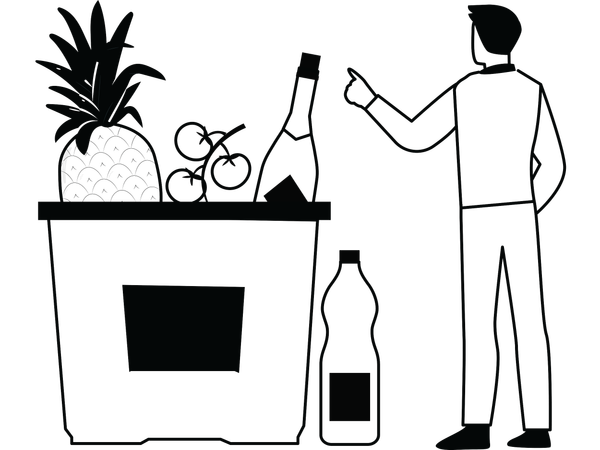 Boy doing grocery festival  Illustration